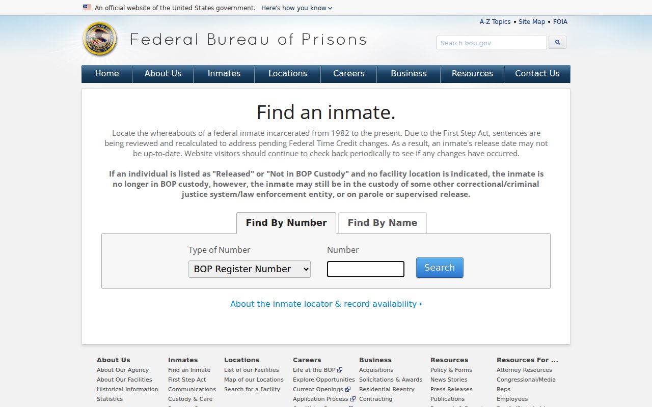 Federal custody locator used alongside Swisher County arrest records