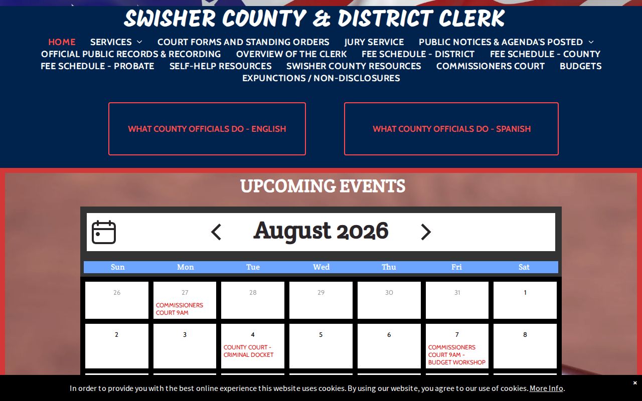 Swisher County and District Clerk official homepage