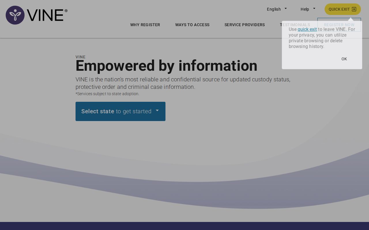 VINELink custody search and notification service