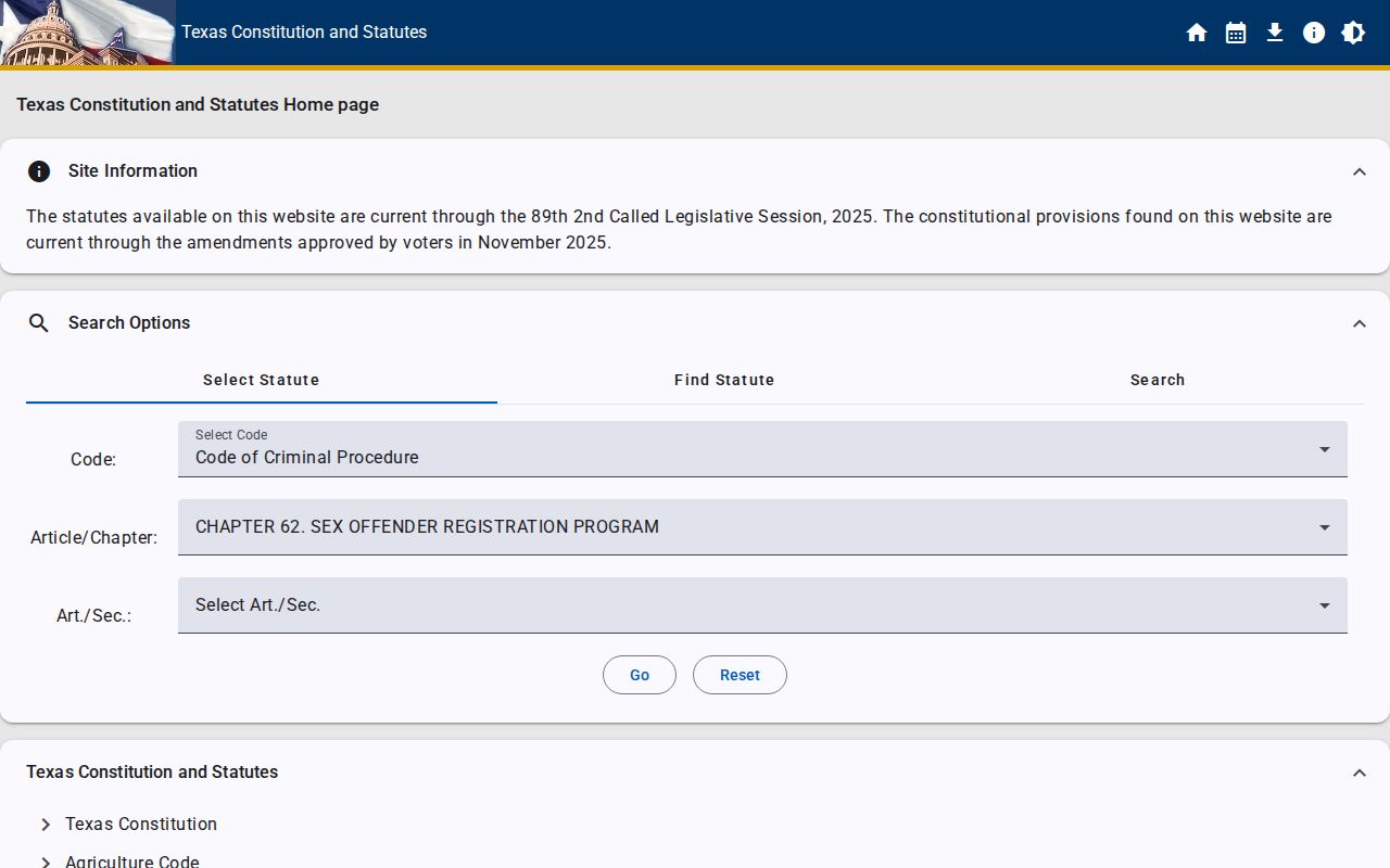 Texas registration law governing Swisher County sex offender records